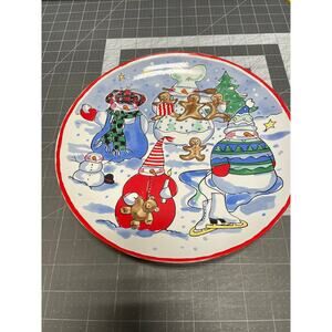 Snowman Gingerbread Plate Boston Warehouse Trading Corp Christmas Holiday 11 In